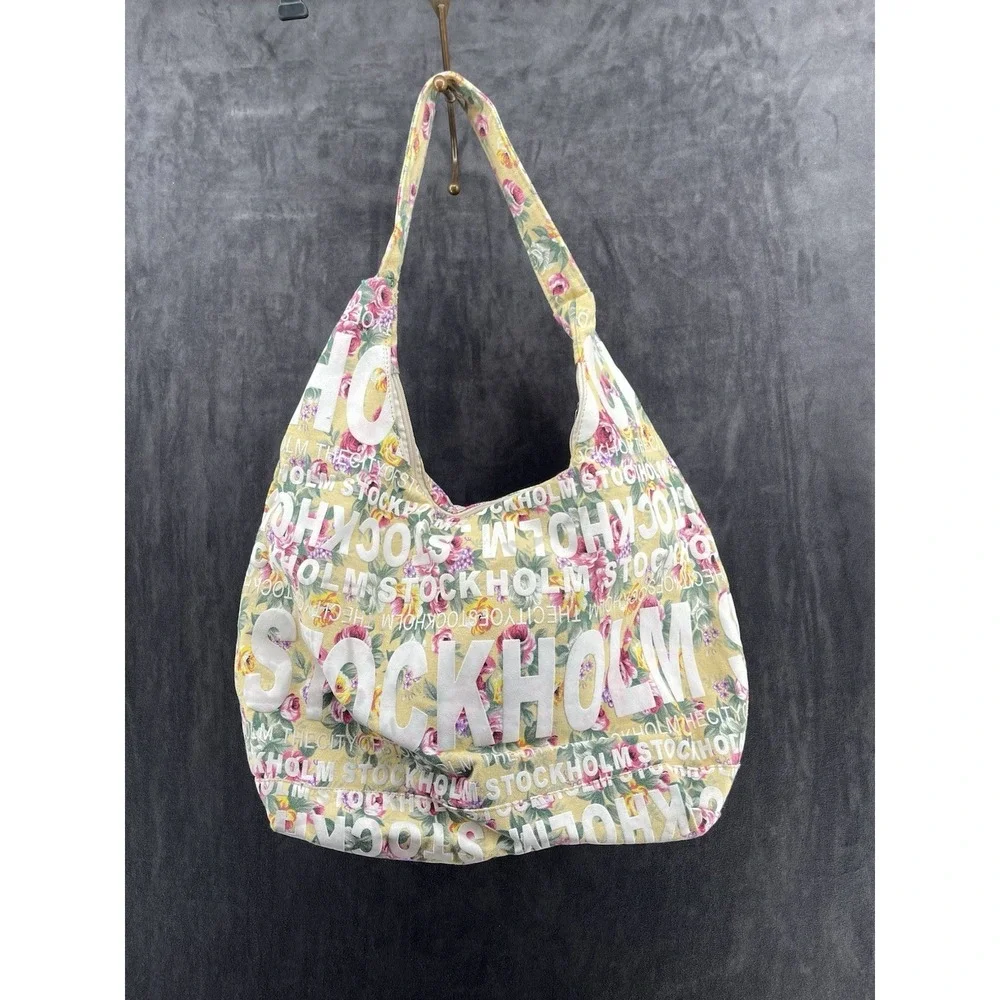 Robin Ruth Stockholm Sweden Floral Canvas Hobo Shoulder Bag Souvenir Travel